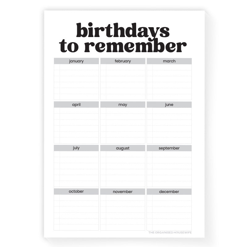 Birthday Calendar