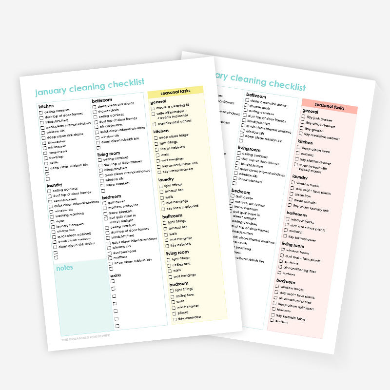 The Ultimate Monthly Cleaning Checklists