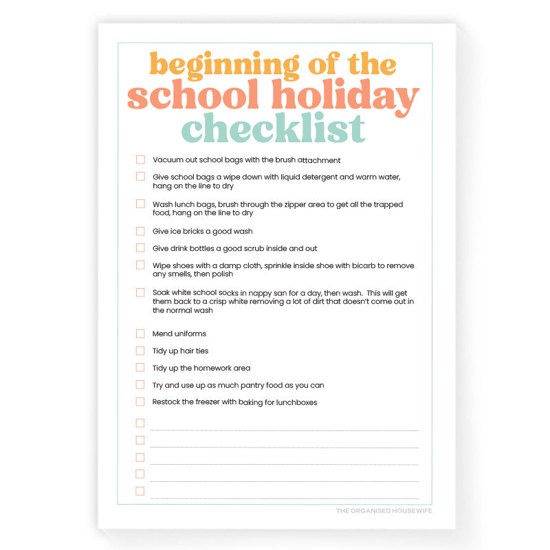 Mums School Holiday Checklist