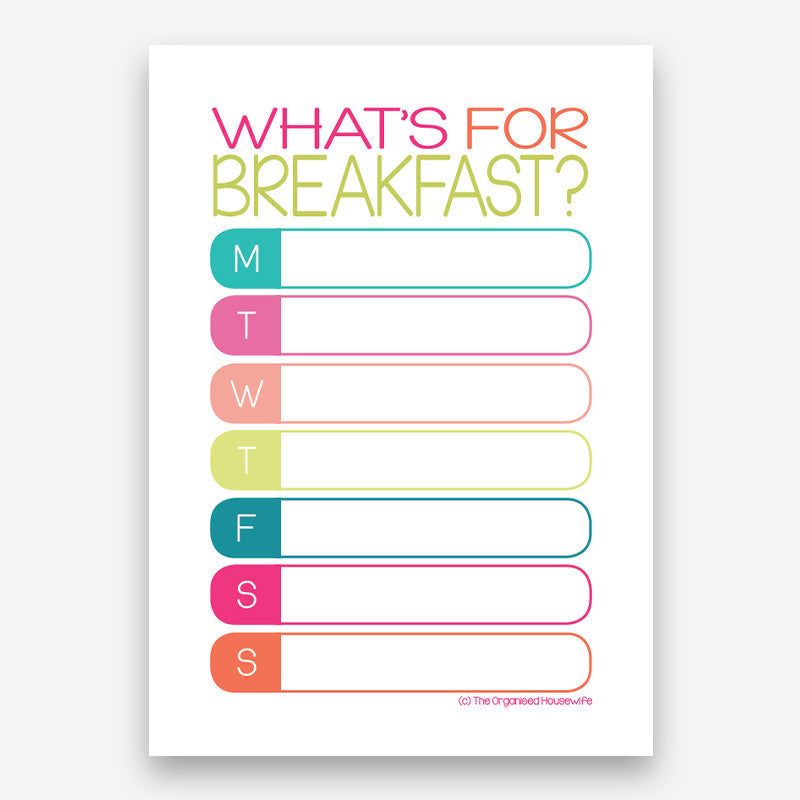 A4 Weekly Breakfast Planner