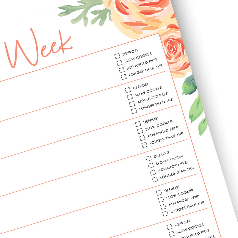 Weekly Meal Planner (with tick boxes) - Blossom