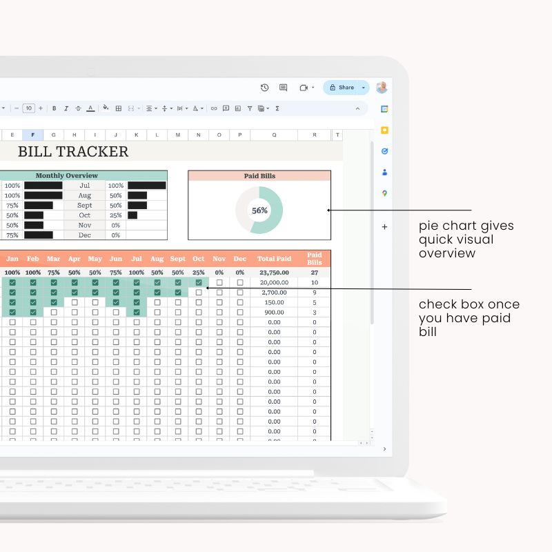 Simple Bill Tracker Spreadsheet