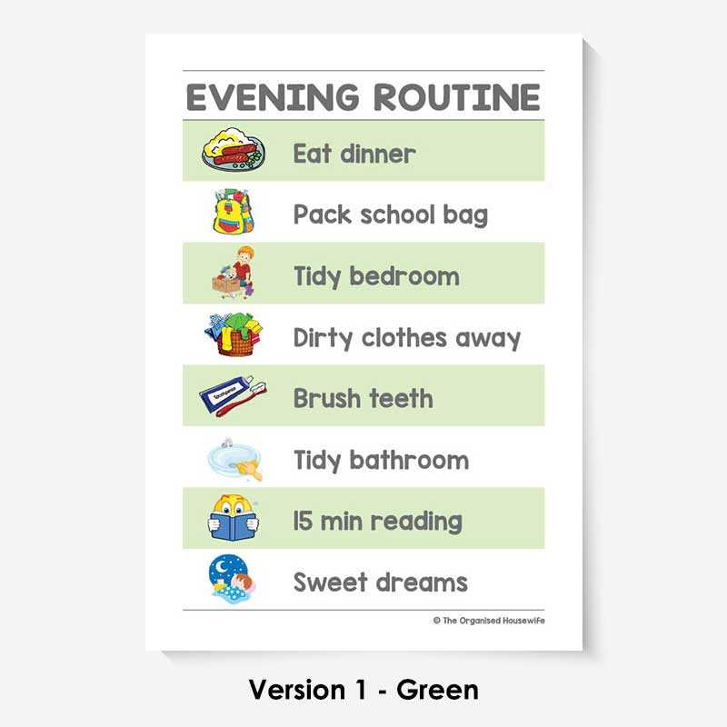 Kids Routine Charts - Evening