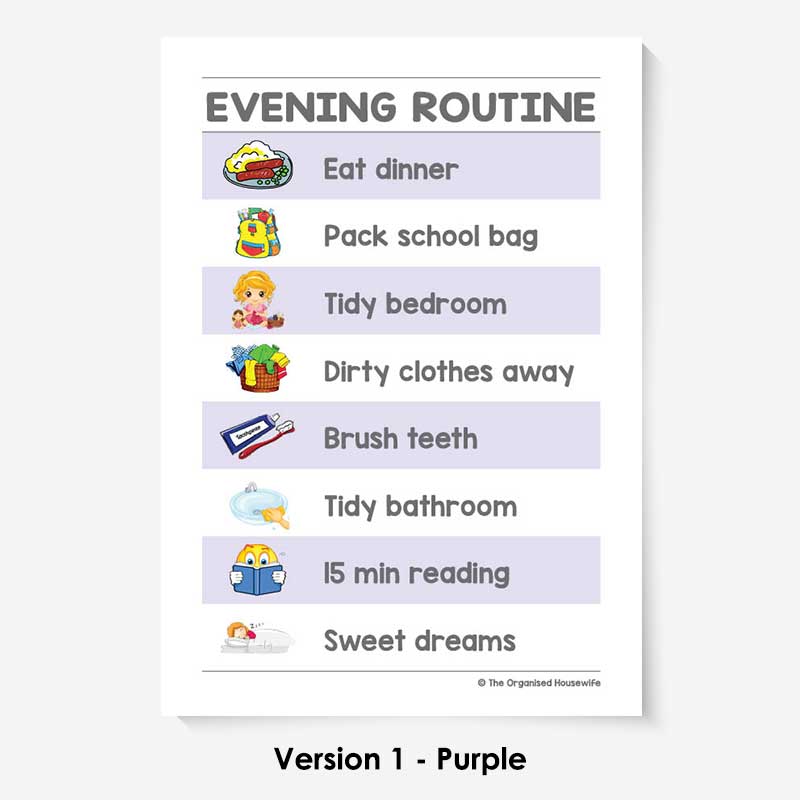 Kids Routine Charts - Evening