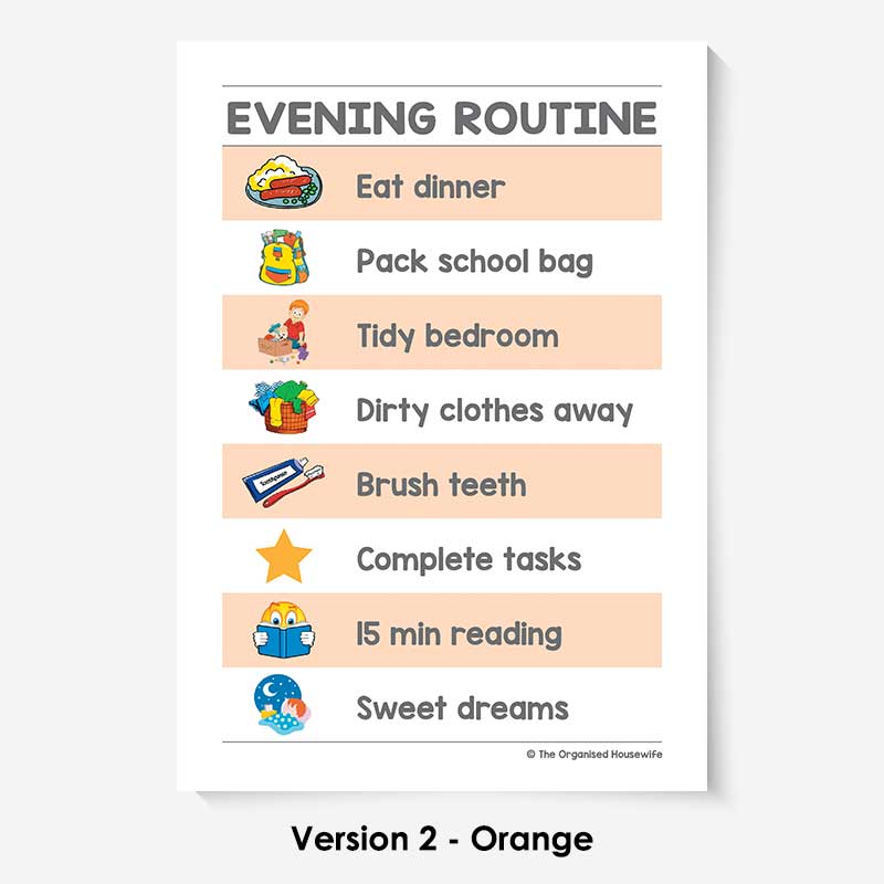 Kids Routine Charts - Evening