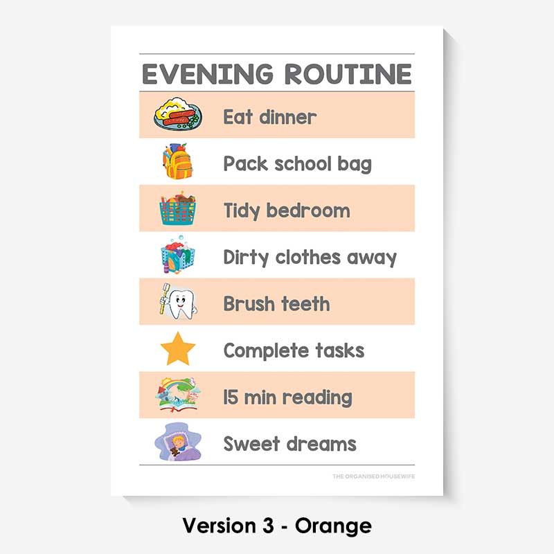 Kids Routine Charts - Evening