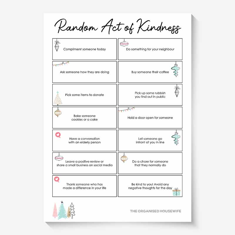 Random Acts of Christmas Kindness Printable Cards