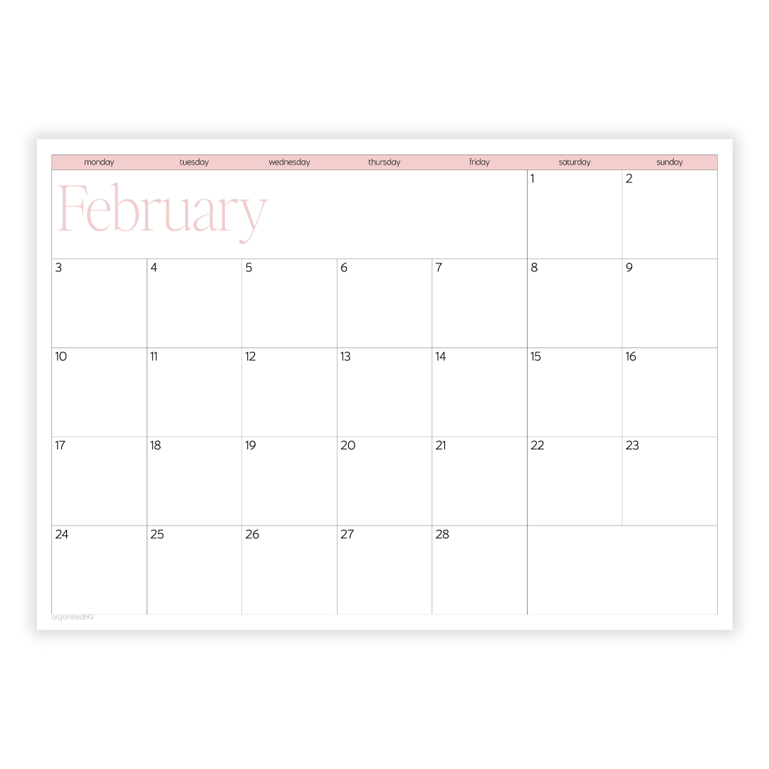 2025 A2 Monthly Planner Calendar