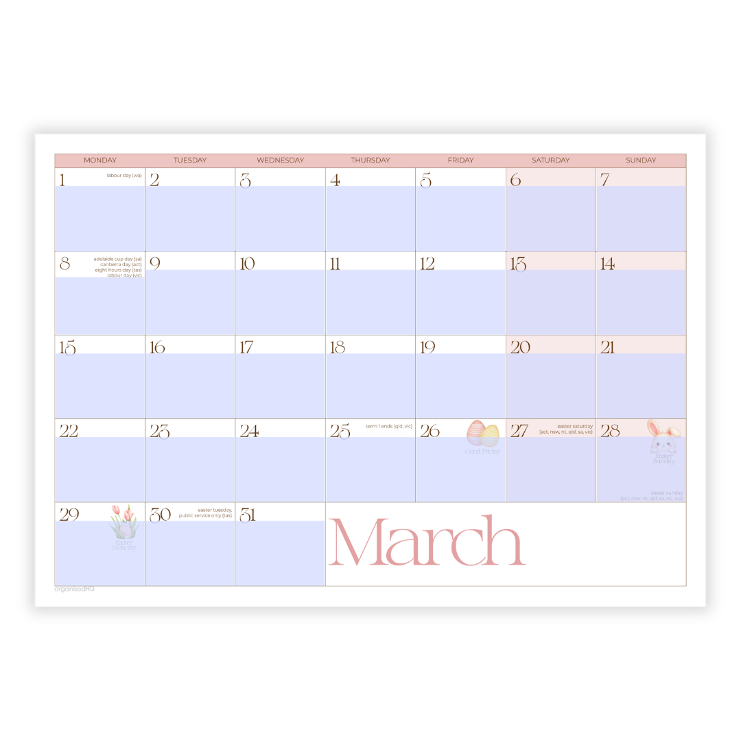 2027 A3 Monthly Planner Calendar