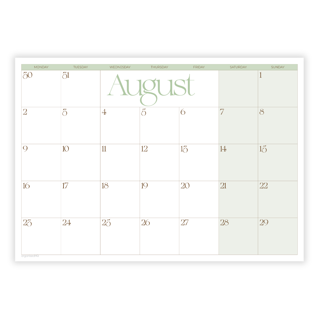 2027 A3 Monthly Planner Calendar