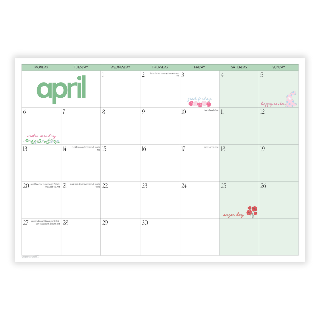 2026 A2 Monthly Planner Calendar