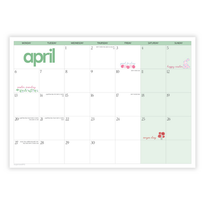 2026 A2 Monthly Planner Calendar