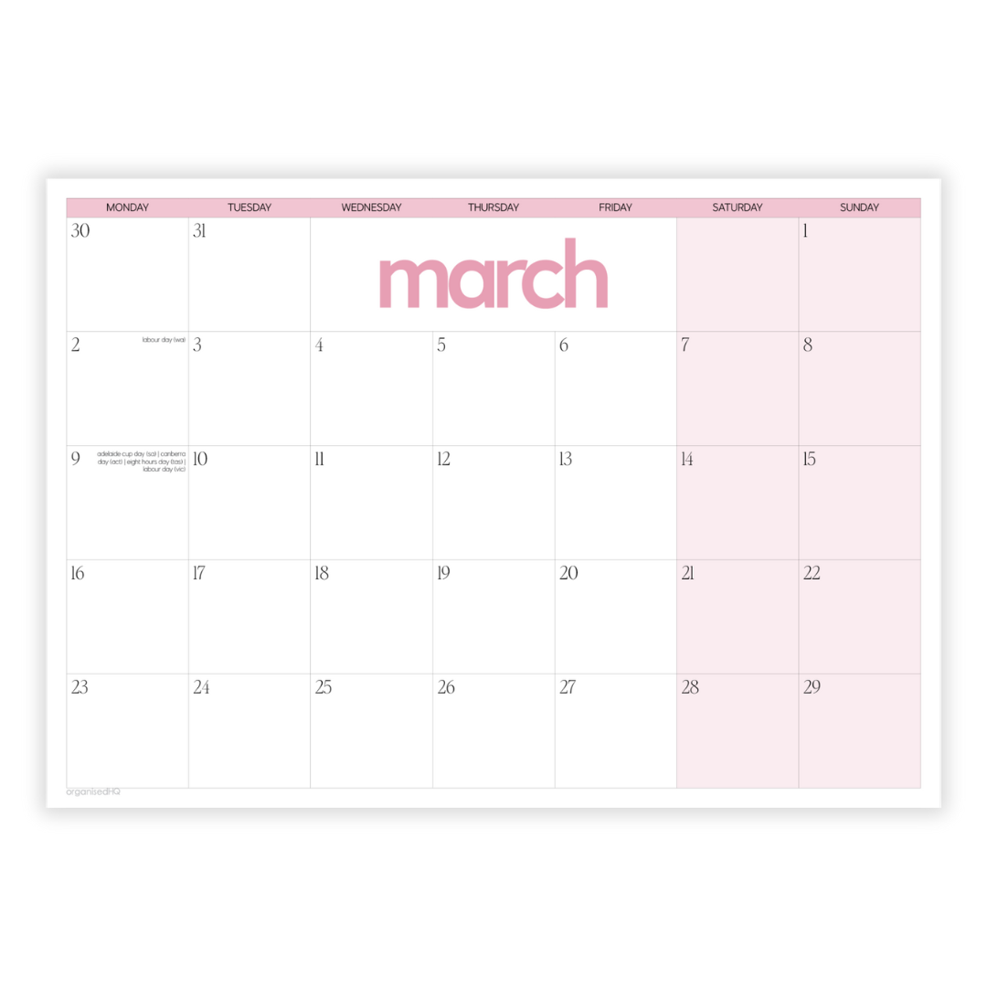 2026 A2 Monthly Planner Calendar