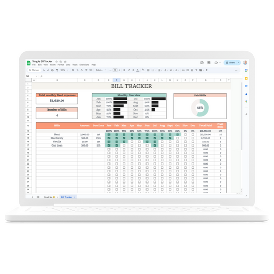 Simple Bill Tracker Spreadsheet