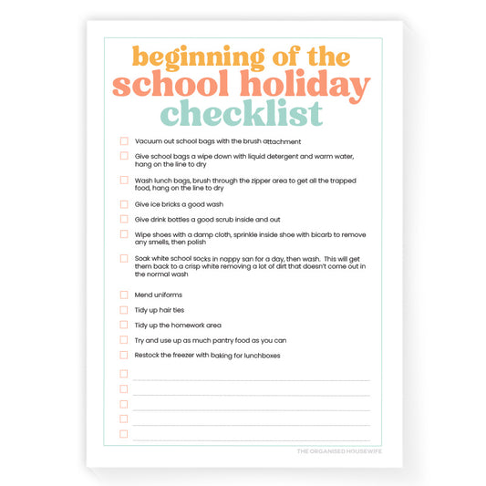 Mums School Holiday Checklist