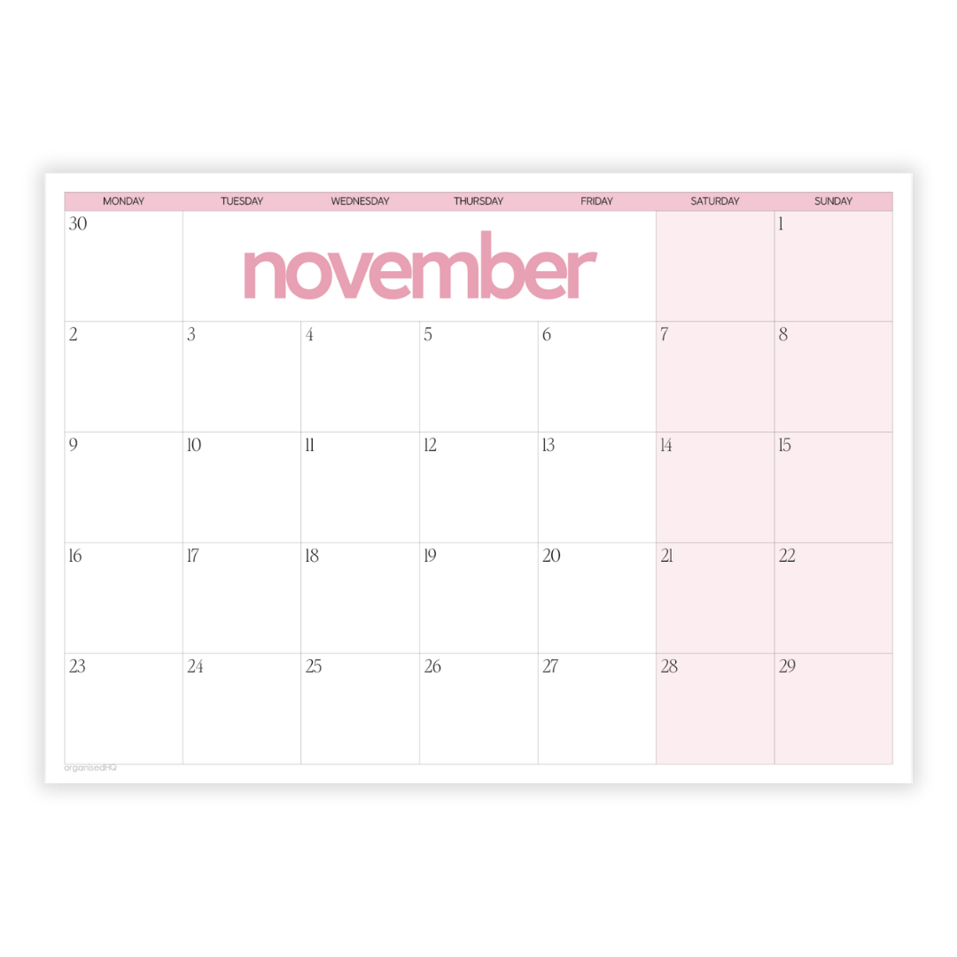 2026 A2 Monthly Planner Calendar