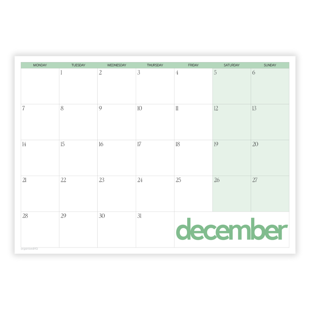 2026 A2 Monthly Planner Calendar