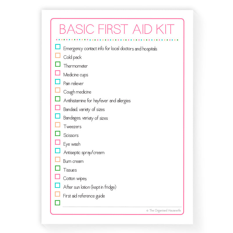 First Aid Kit Checklist