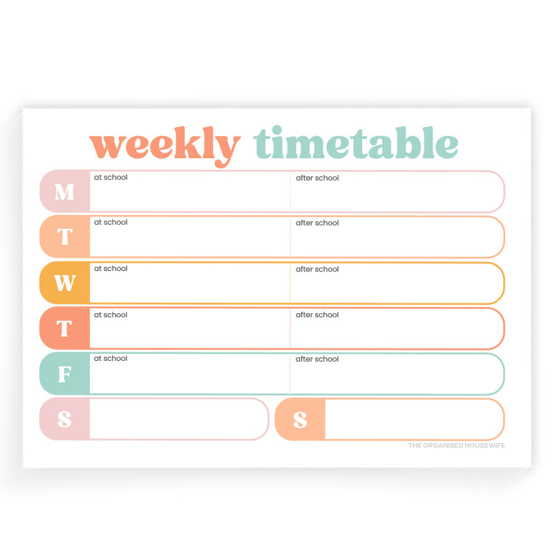 School Timetable Worksheet.pdf Back to School Printables – Organised HQ