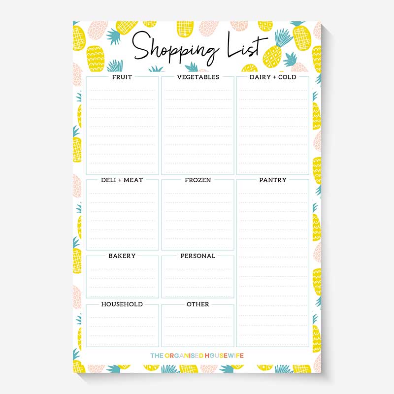 Shopping List Notepad - Pineapple