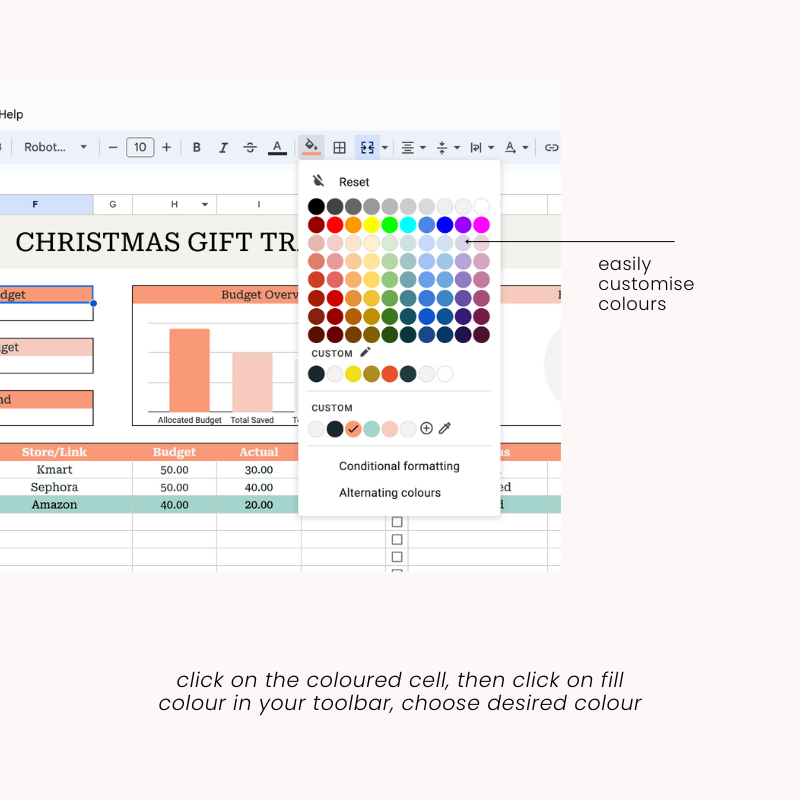 Simple Christmas Gift Tracker Spreadsheet