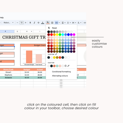 Simple Christmas Gift Tracker Spreadsheet