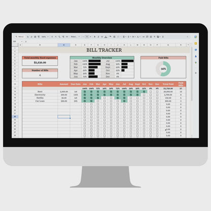Simple Bill Tracker Spreadsheet
