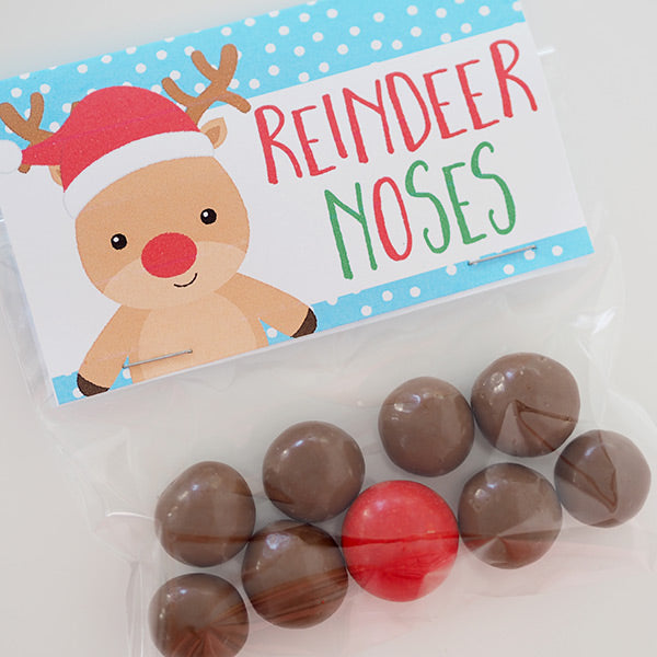 Christmas Bag Topper Reindeer Noses Blue