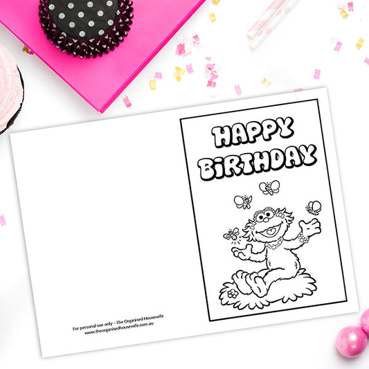 DIY Birthday Card - Sesame Street - Abby