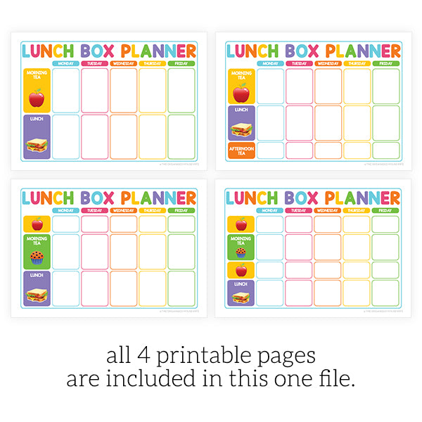 Lunchbox Planner - Design 1 - All pages