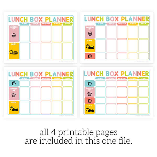 Lunchbox Planner - Design 2 - All pages