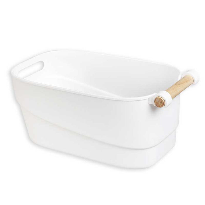 Plastic Storage Tub with Wooden Handle - Large — OrganisedHQ