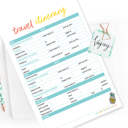 The Organised Housewife | Travel Itinerary