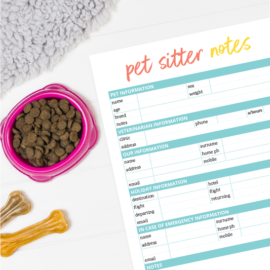 The Organised Housewife | Pet Sitter Notes